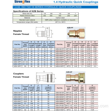 Raccord rapide hydraulique ISO7241B